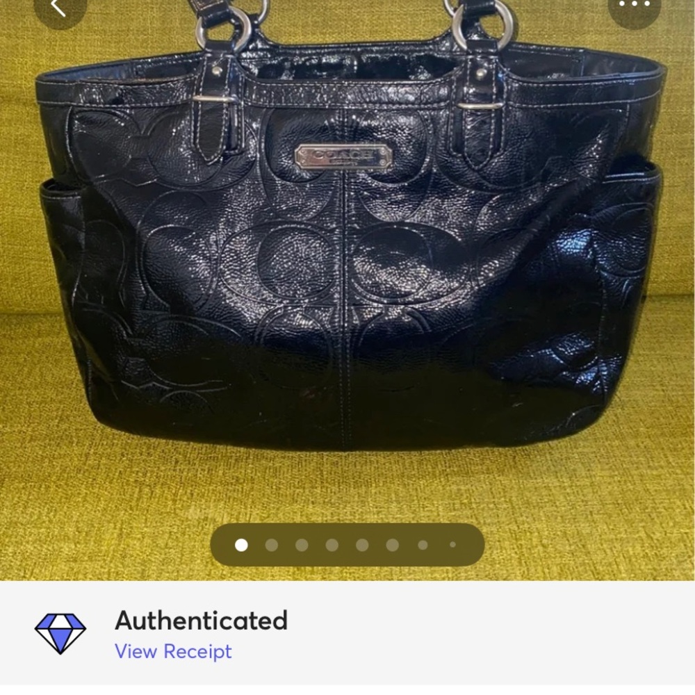 COACH black embossed leather tote /satchel